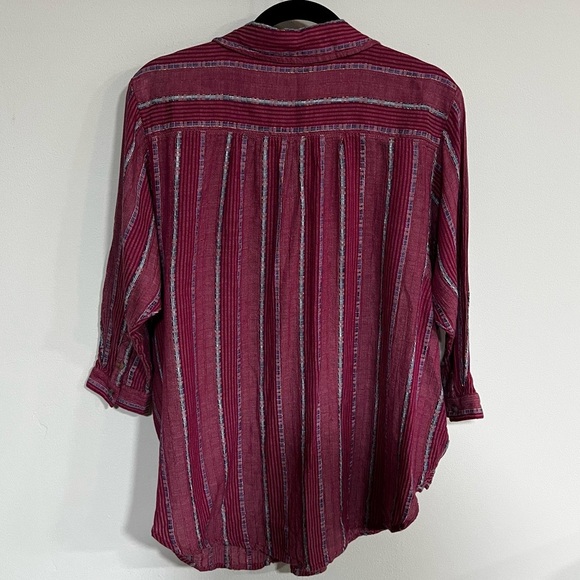 Pilcro x Anthropologie Bo Boyfriend Metallic Stripe Button Front Shirt - Picture 9 of 15